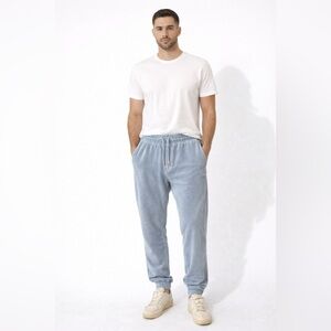 Mr P. Light Blue 100% Cotton Jogger Sweatpants Size S Made in Portugal